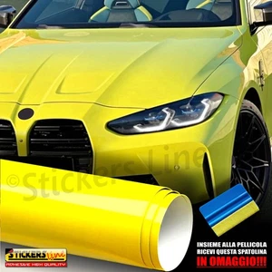 Pellicola adesiva Giallo limone lucido car wrapping yellow cm 150x200 auto moto - Foto 1 di 8