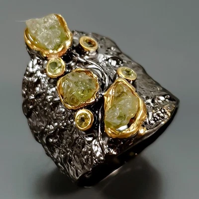 Jewellery Natural Peridot Ring 925 Sterling Silver Size 8.5 /R439726 - Image 1 of 4