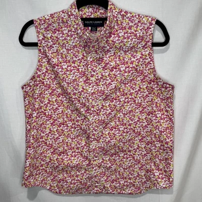Camisa de golf Ralph Lauren Polo Golf para mujer talla 12 rosa con cuello floral Foto 1 de 4