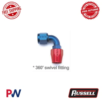 Russell Aluminio Rojo/Azul -10 AN Flujo Completo Giratorio 90 Grados Extremos de Manguera 610180 Foto 1 de 2