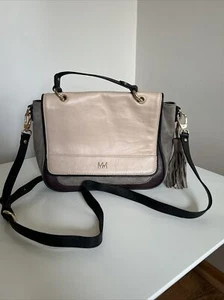 Mercer & Madison Burgundy Tan Suede Leather Tassel Shoulder Handbag - Picture 1 of 10