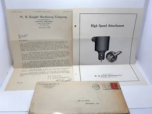 1926 W.B. Knight Machinery Co. Hochgeschwindigkeits-Fräsaufsatz Anzeige & Briefkopf JJ - Bild 1 von 5