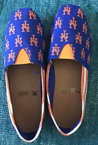 MLB Baseball Team New York Mets Logo Womens Slip On Canvas Shoes Size XL New - Picture 1 of 5