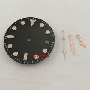 29 mm steriles schwarzes Zifferblatt + roségoldene Zeiger passend für DG2813, Miyota 82 Serie Uhrwerk  - Bild 1 von 3