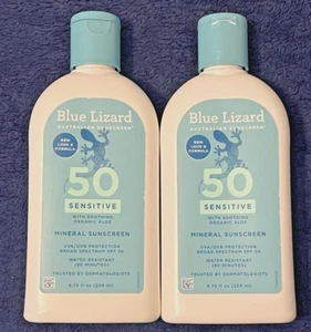 2 Blue Lizard Sensitive SPF 50+ Mineral Sunscreen Lotion 8.75 Oz 259 ml Each - Picture 1 of 3
