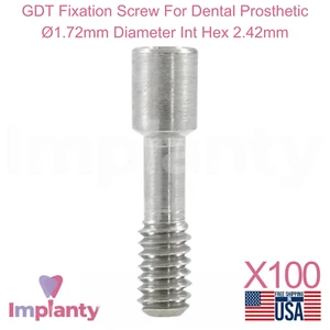 100x Tornillo de fijación GDT para prótesis dental Ø1,72 mm diámetro interior hexagonal 2,42 mm - Imagen 1 de 4