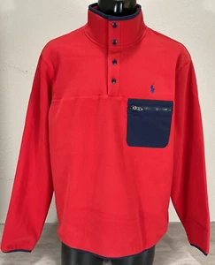 Polo Ralph Lauren 1/4 Snap Fleece Pullover Sz L Red $148 - Picture 1 of 6