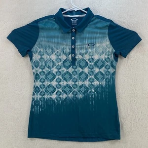 Oakley Golf Womens Medium Teal Green Button Up Polo Shirt Top Lightweight - Picture 1 of 7