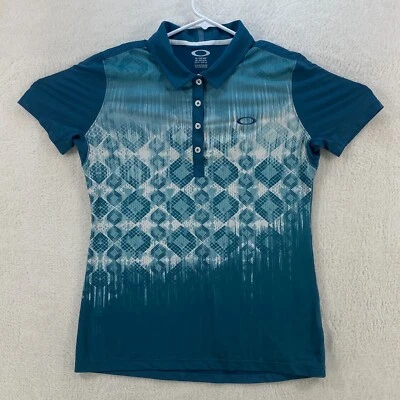 Camisa polo Oakley Golf para mujer mediana verde azulado con botones ligera Foto 1 de 4