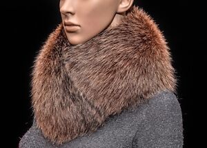 Saga Furs RARE Cinnamon Brown Silver Fox Fur Handmade Scarf Neck Wrap