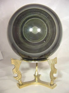 PERO arco iris mexicano esfera obsidiana 5.5" orbe globo curativo con soporte 6704E ab - Imagen 1 de 3