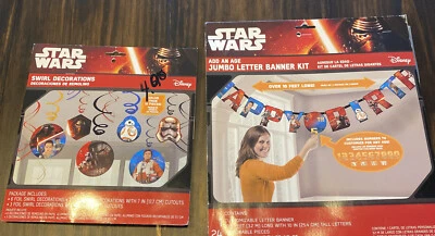 Disney Star Wars Swirl Party Decorations 12 Pieces And Jumbo Banner Birthday Kit - Image 1 of 4