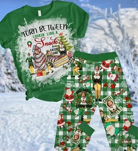 Christmas Elf Pajamas Set, Torn Between Looking Like A Snack Pjs Set, Sarcastic - Picture 1 of 4