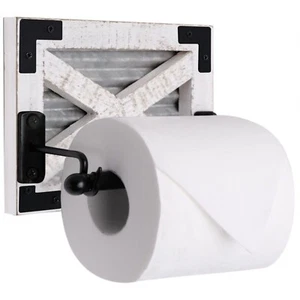 Soporte de papel higiénico blanco de madera de granja rústico Autumn Alley con soportes - Imagen 1 de 8