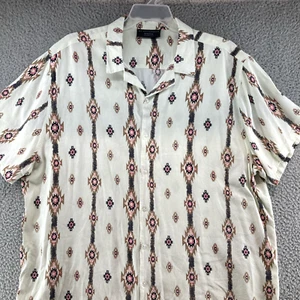 No Boundaries Shirt Mens 3XL Aztec Southwestern Geometric All Over Cream Western - Picture 1 of 11