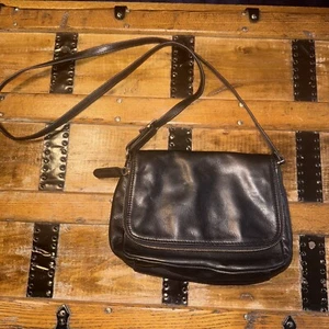 Anthropologie MARGOT Black Leather Crossbody Shoulder Bag NICE! - Picture 1 of 10
