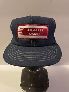 Vintage Trucker Hat Cap Snapback Denim Foam Jaab-it Damit Rare - Picture 1 of 7