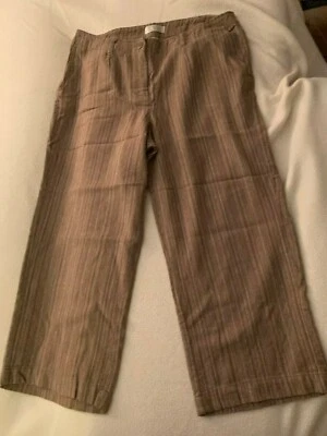 Christopher & Banks 6 capris a rayas marrones bolsillos delanteros planos y traseros nuevos sin etiquetas Foto 1 de 2