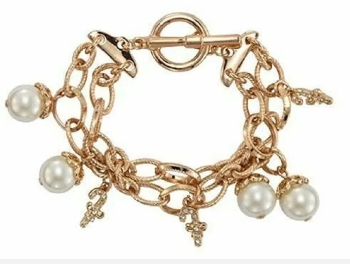 avon double chain pave charm bracelet candy cane