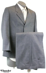 Markenloser 2-teiliger Anzug Herren grau 3 Btn 44 S flache Fronten 42" Taille - Bild 1 von 9
