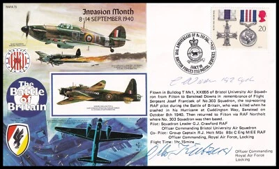 CHARLES WARREN MBE DFC & OTTO KUTZNER Signed Battle of Britain RAF Cover - Image 1 of 4