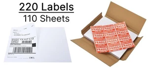 220 etiquetas de dirección de envío de media hoja 5,5" 8,5" impresora de tinta láser eBay Brother - Imagen 1 de 7
