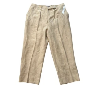 NWT Kate Hill Linen Blend Pants Indian Summer Beige Cropped Trousers Womens 18W - Picture 1 of 8