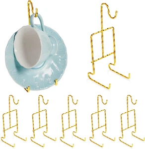8 Pieces Tea Cup and Saucer Display Stand Holder Rack Metal Cup Saucer Holder - Picture 1 of 11