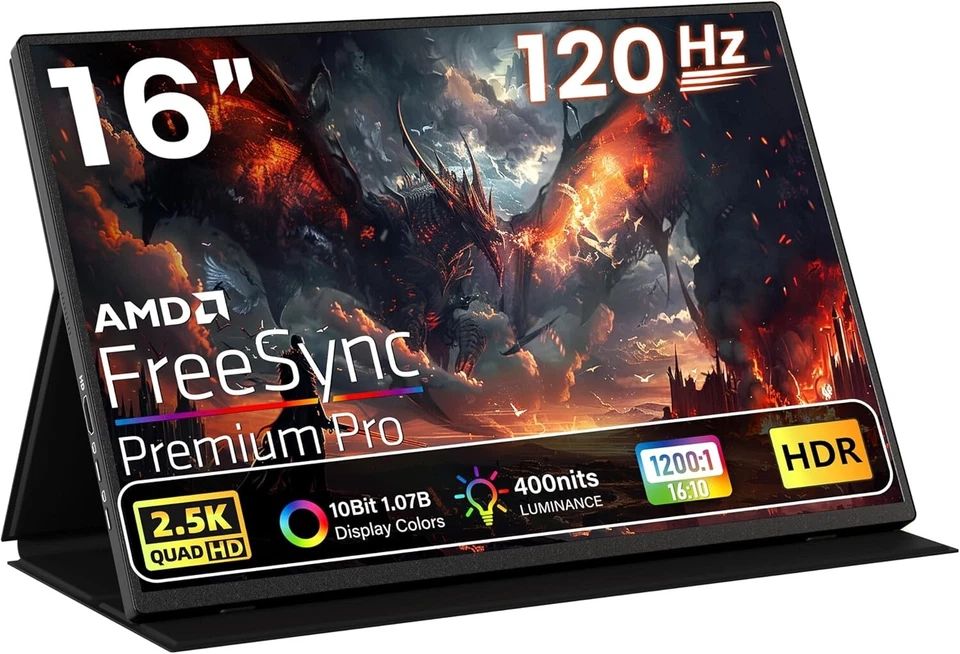 Portable Gaming Monitor 16 Inch QHD 2.5K Travel Monitor Fits in a 15.6 backpack - Image 1 of 4