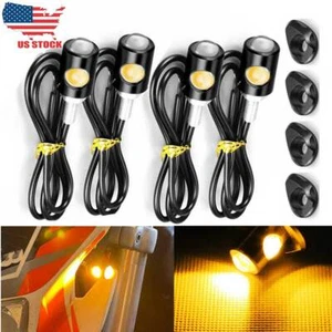 4x Mini Negro Motocicleta LED Señales de Giro Luz Intermitente Universal Lámpara Ámbar 12V - Imagen 1 de 13