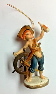 Vintage 1970er-1980er Piratenjunge 3 Zoll Kunststoff Feiertag Weihnachtsschmuck sehr guter Zustand selten - Bild 1 von 5