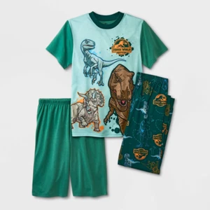 Boys' Jurassic World 3pc Pajama Set - Green M 8/10 - Picture 1 of 1