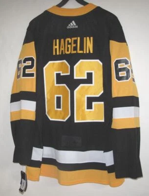 ADIDAS PITTSBURGH PENGUINS CARL HAGELIN AUTHENTIC BLACK HOME JERSEY 60 - Image 1 of 2