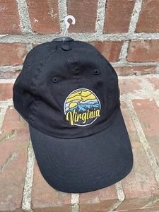 Virginia Patch Baseball Cap In Black Metal Adjustable Clasp NWT - Picture 1 of 5