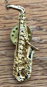 Bill Clinton Saxophon Anstecknadel Brosche Vintage Präsident Political Campaign 1990er - Bild 1 von 5