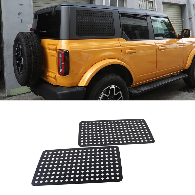 Calcomanía de cubierta de vidrio de ventana trasera negra de aleación de aluminio 2 piezas para Ford Bronco 2021-2023 Foto 1 de 4