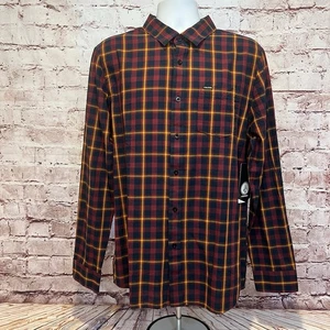 Volcom Men’s Red Plaid Lightweight Long Sleeve Button Up Dress Shirt Size Large - Picture 1 of 6