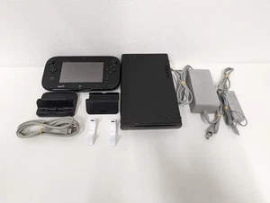 Z516 Nintendo Wii U Black set 32GB Console JAPANESE VER. WUP-101 USED SET - Picture 1 of 13