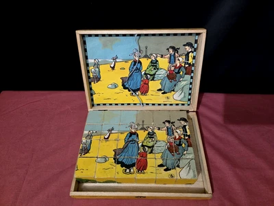 Ancien jeu de cubes en bois 24 pièces - XXe - Photo 1/4