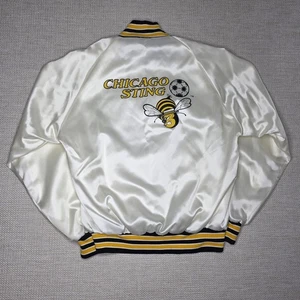Giacca vintage rara NASL Chicago Sting raso taglia S nuova senza leggere - Foto 1 di 12