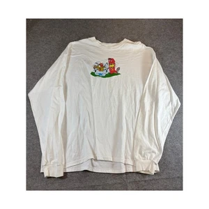 VINTAGE Raid Bug Spray Promo Shirt Mens 2XL White Graphic Long Sleeve Tee Y2K - Picture 1 of 5