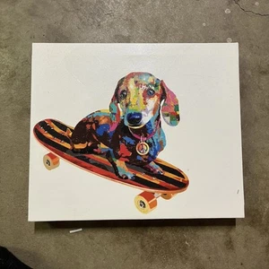 Colorful Weiner Dog Dog Painting Canvas Print Decoration - Picture 1 of 2