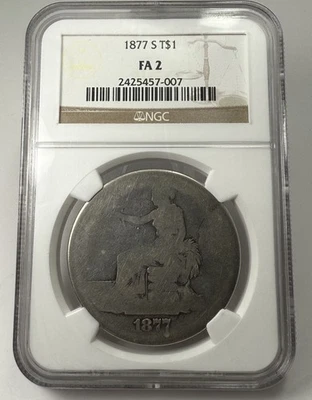 1877 S Trade Dollar NGC Fair 2 Lowball -Lowest Grade @ NGC Pop of 1 in Fair 2! - Image 1 of 4