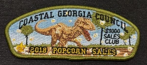 BOY SCOUT BSA COASTAL GEORGIA COUNCIL OA 99 2018 FOS $1000 CSP T-REX 100 MADE - Picture 1 of 2