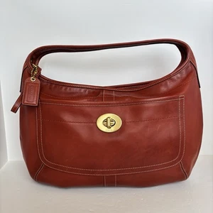 Vintage COACH 10741 ERGO Turn Lock Dark Red Leather Hobo Shoulder Bag - Picture 1 of 19