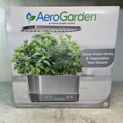 AeroGarden Harvest Elite из нержавеющей стали для домашнего сада 6 свежих травяных стручков новые - Изображение 1 из 4
