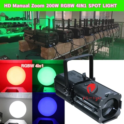 200w RGBW DMX512 Led Ellipsoidal Leko Gobo Projector Zoom Spot Led Profile Light - Image 1 of 4