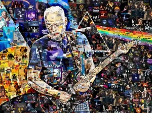 Póster collage de arte David Gilmour canción ucraniana hecha de álbumes de música 1960-70 - Imagen 1 de 5