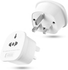 2 Pack European to UK Plug Adaptor, US to UK Travel Plug Adapter with 13A Fuse f