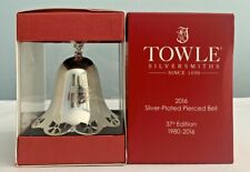 2016 TOWLE Silver Plate PIERCED BELL ORNAMENT BOW BORDER Christmas Tree